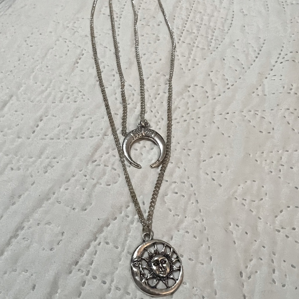 Layered silver necklace